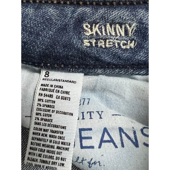 American Eagle Jeans Women's 8 Blue Skinny Stretch Distressed Mid Rise Denim - Picture 7 of 7